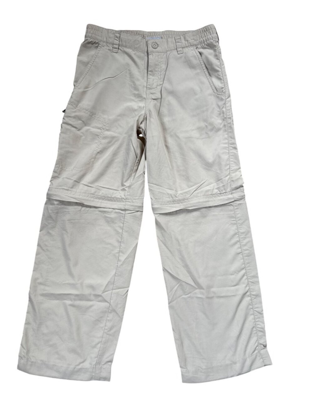 Columbia Boys Beige Convertible Cargo Pants M 10/12 Nylon Zip-Off